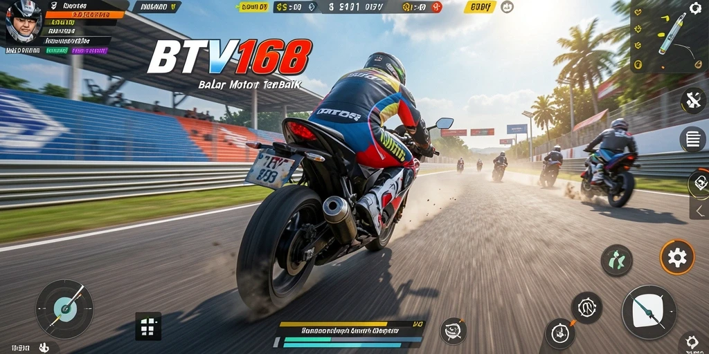 Tampilan gameplay menegangkan di BTV168 dengan balapan motor yang cepat.