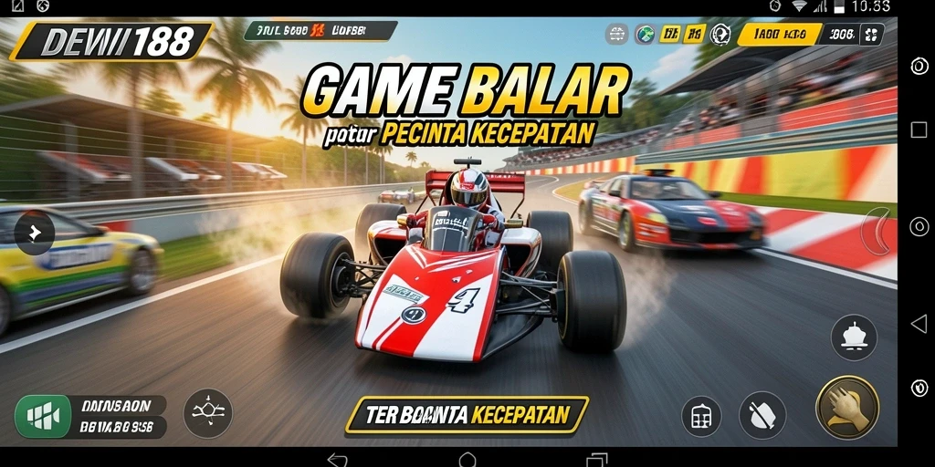 Tampilan seru dari balapan DEWI188 dengan mobil dan trek menantang.