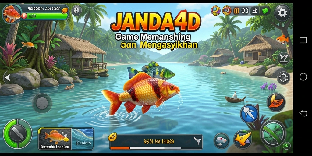 Tampilan gameplay JANDA4D yang menakjubkan saat memancing di laut.