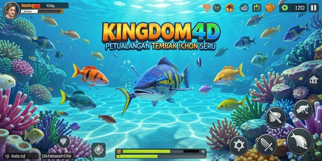 Screenshot KINGDOM4D menampilkan aksi seru tembak ikan.