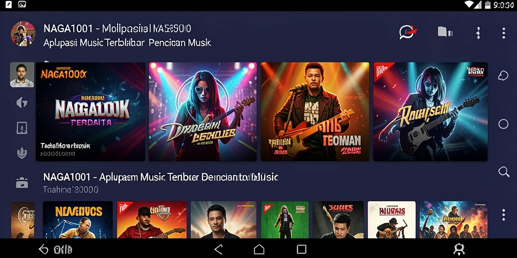 Screenshot gameplay NAGA1001 yang menampilkan antarmuka menarik aplikasi musik.