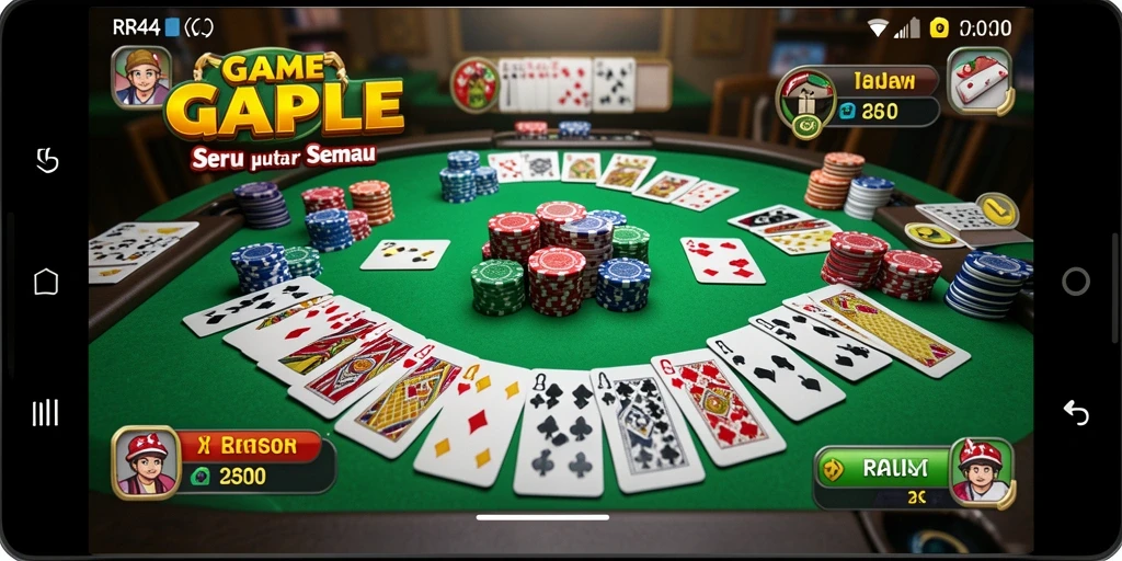 Screenshot utama menunjukkan gameplay seru Gaple di RR44.