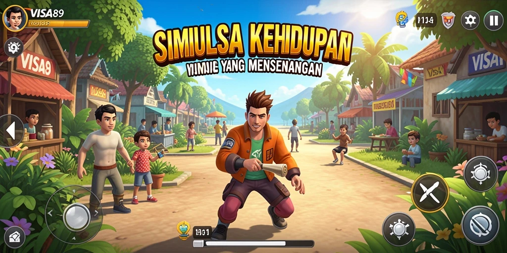 Screenshot utama VISA89 menampilkan suasana gameplay simulasi yang menarik.