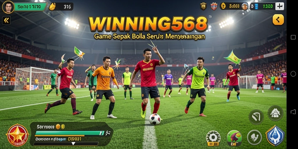 Tampilan gameplay yang seru dari WINNING568 dengan aksi sepak bola yang dinamis.