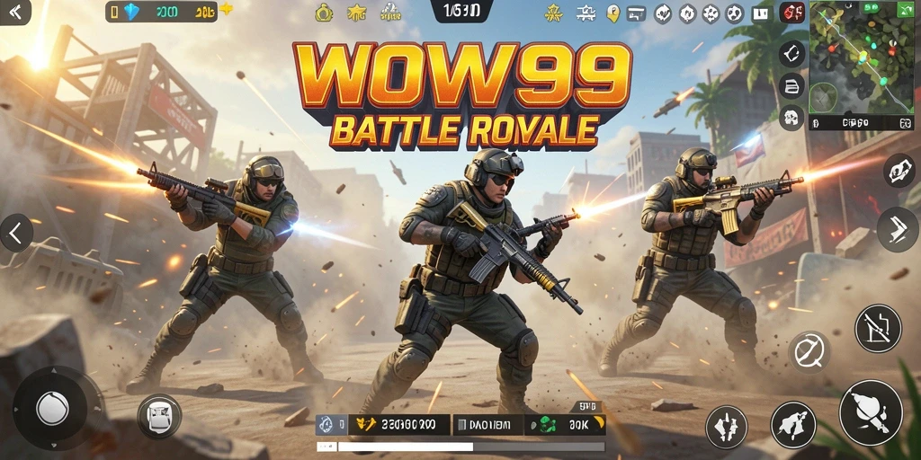 Tampilan gameplay WOW99 yang mendebarkan dalam pertempuran Battle Royale.